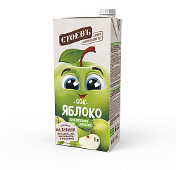 Сок СТОЕВЪ Яблочный восстановленный Tetra Pak с крышкой 1,0л/12шт/НДС 10%